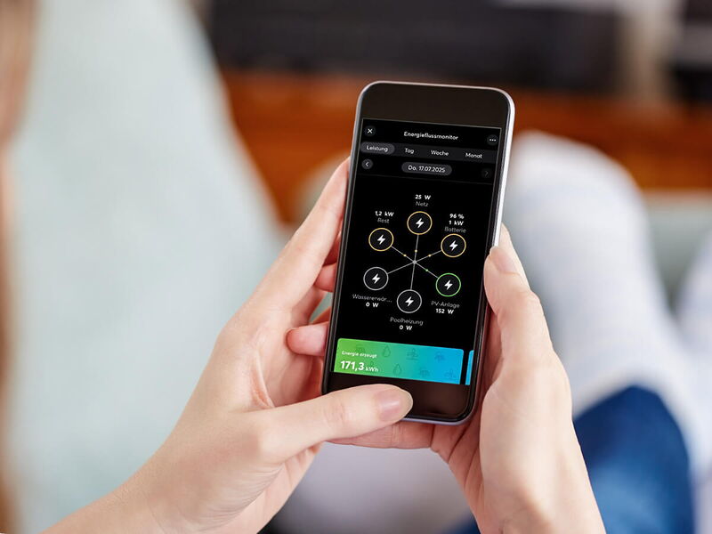 Smartphone mit Diagramanzeige von Energieverbrauch